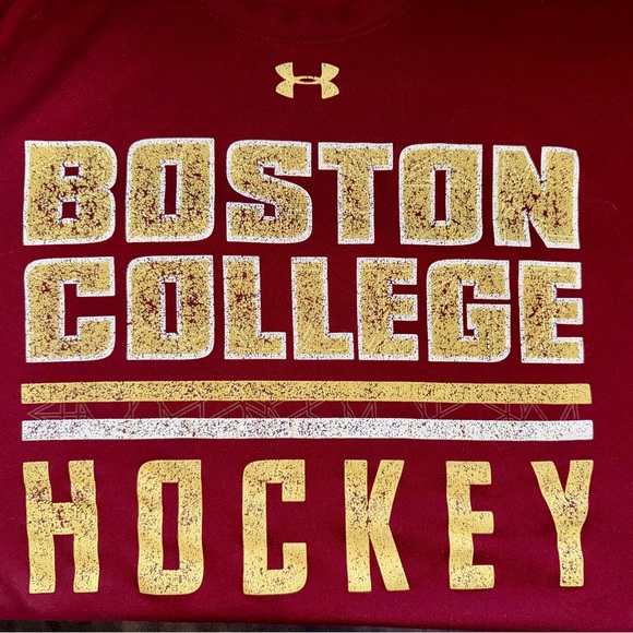 Under Armour Maroon and Gold Boston College Hockey Tee - Picture 1 of 6